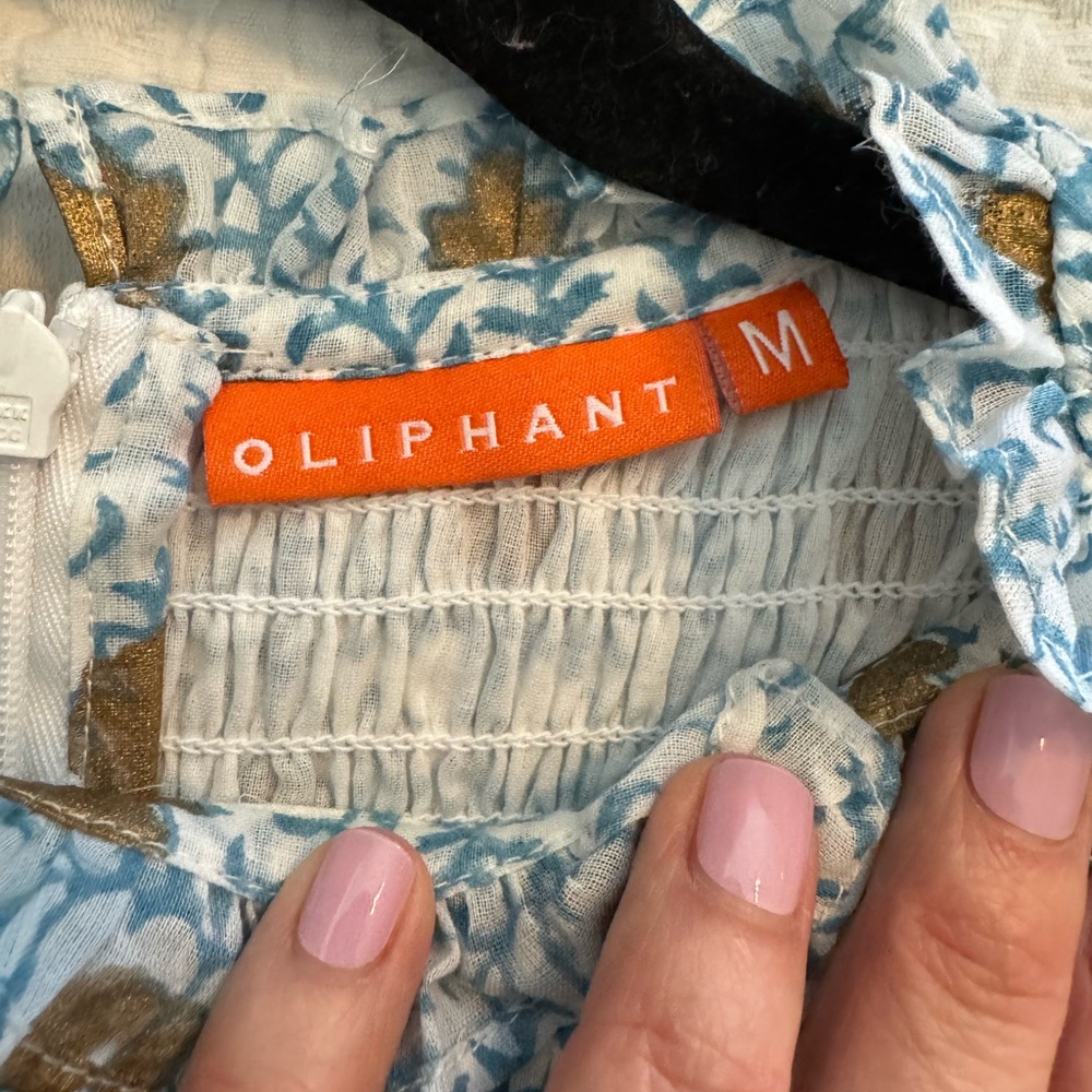 NWOT Oliphant Smocked Top Flutter Sleeve Dress Size Medium.